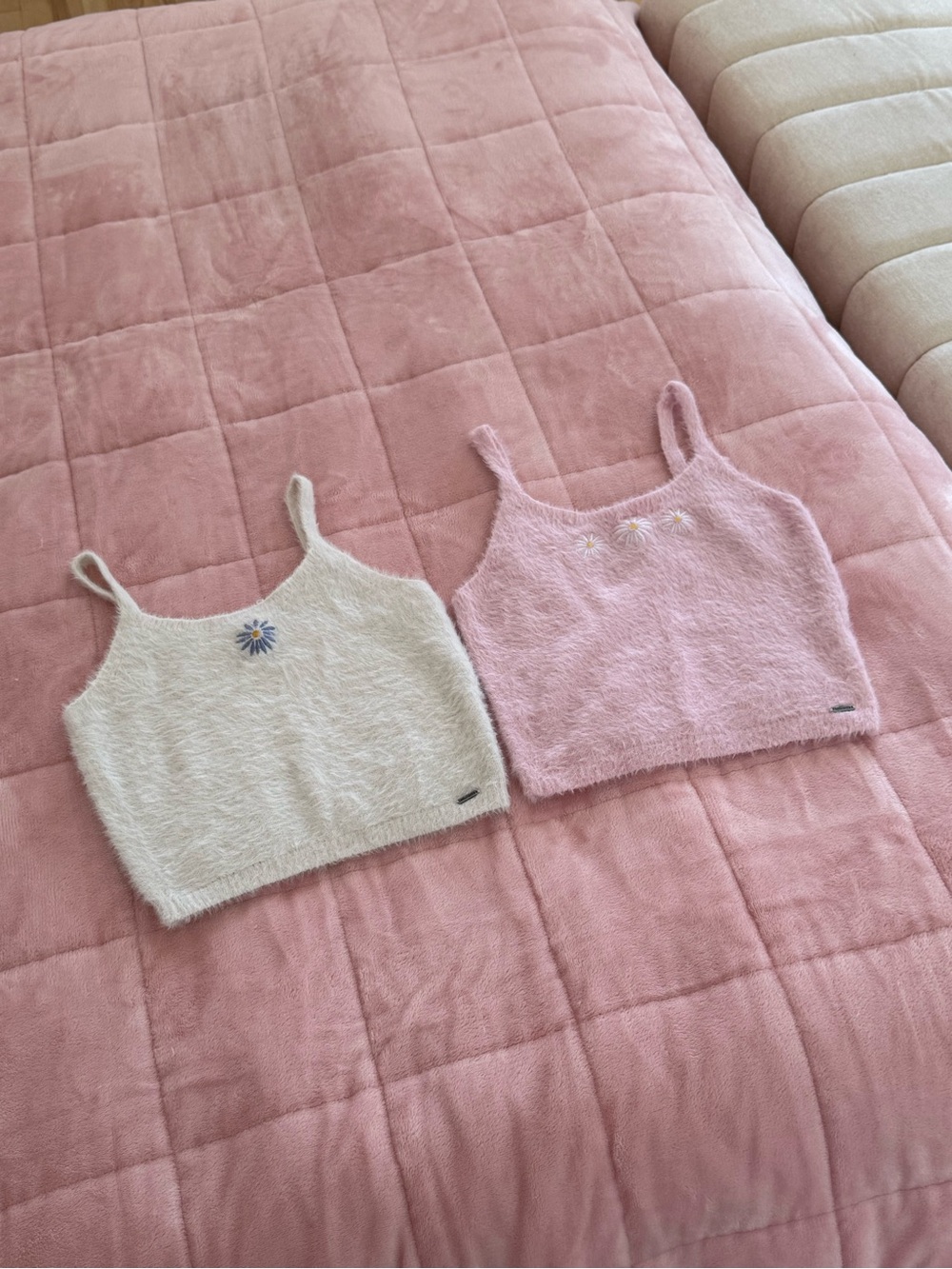 Hollister Fuzzy Bandeau Tank Duo - Pink & Cream